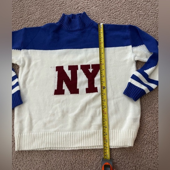 Women's SHEIN pullover crewneck NY knitted white/blue sweater - Picture 6 of 11